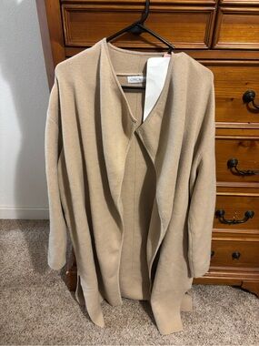 Chicwish Beige Open-Front Long Knit Cardigan